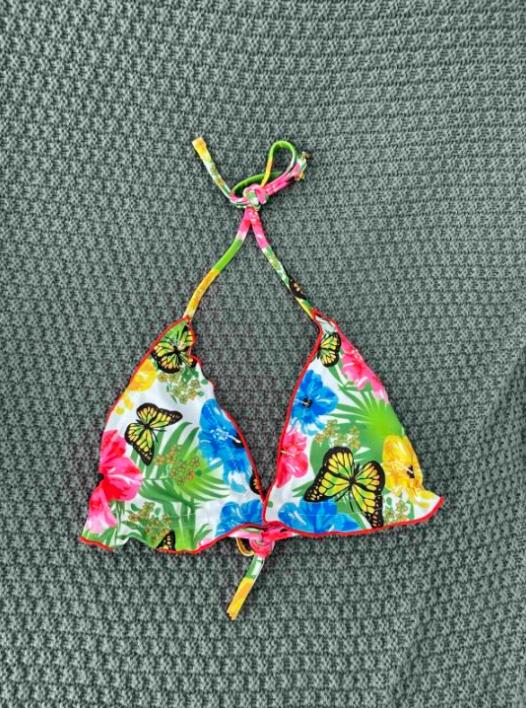 Conjunto De Bikini Con Detalle Anudado Y Estampado De Mariposas Tropicales