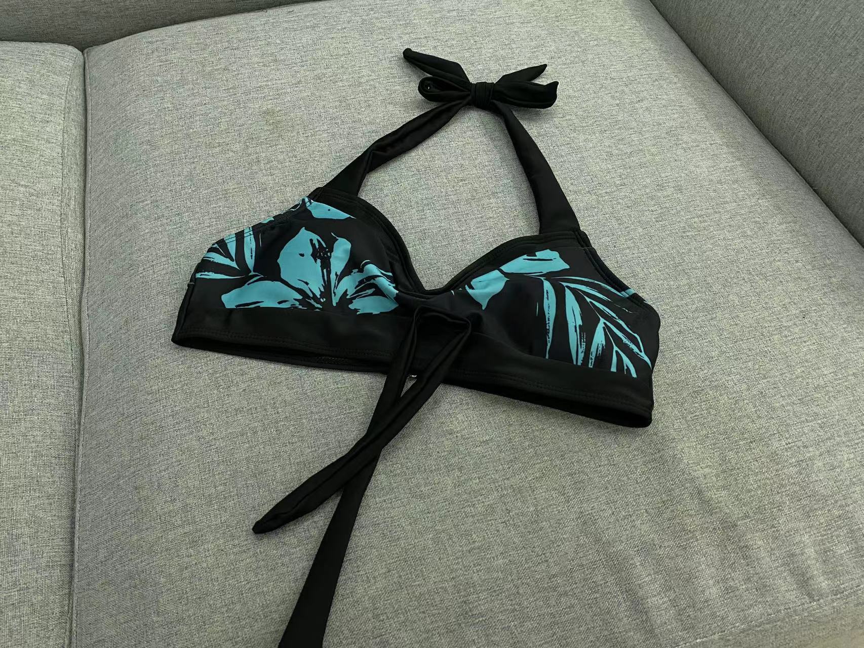 Tropical Print Halter Tied Detail Bikini Set