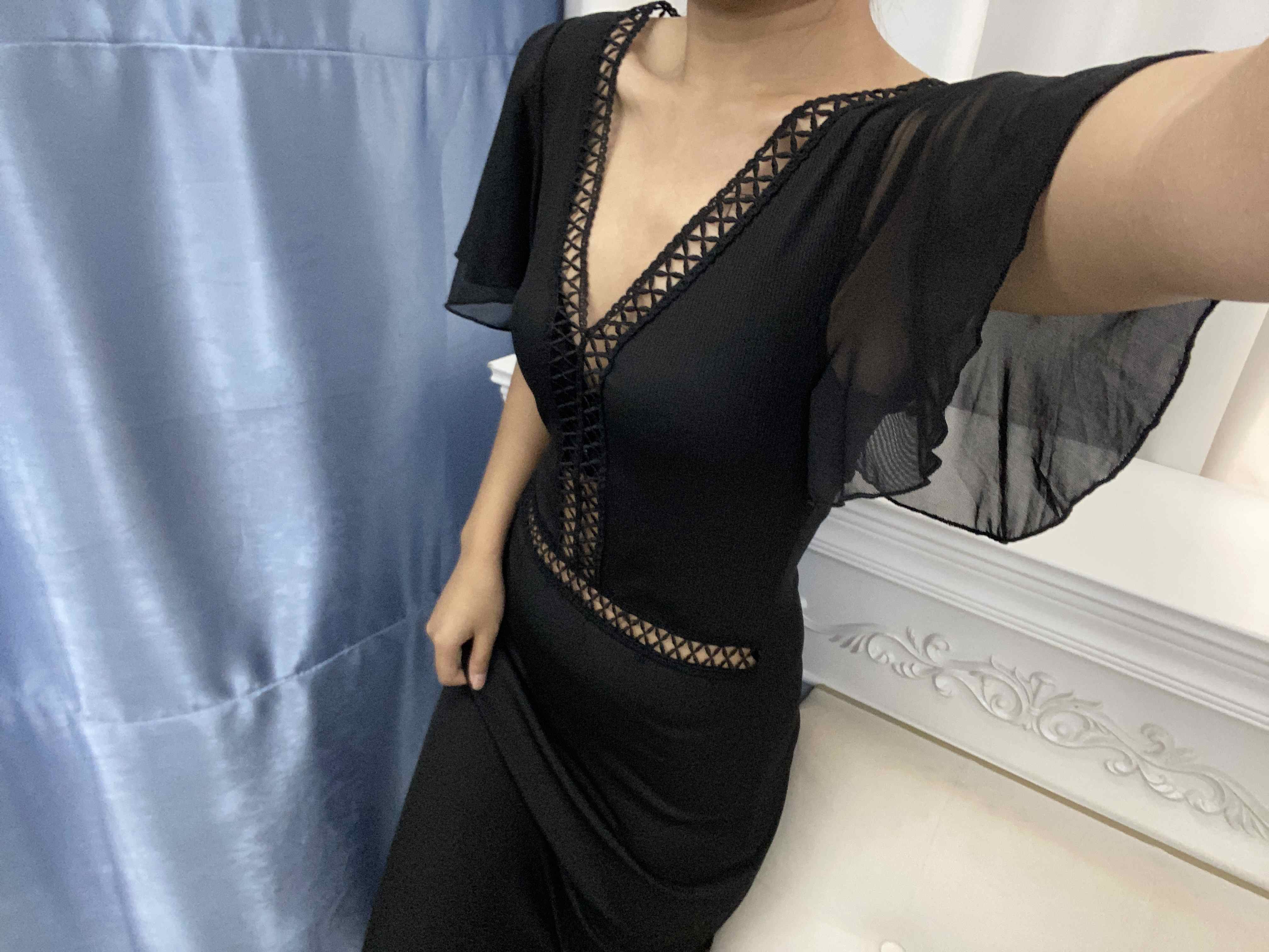 Geo Flutter Mesh Midi Dress