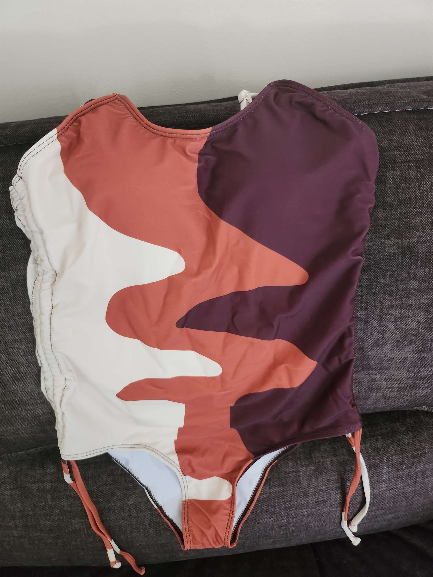 Colorblock Drawstring One Piece Swimsuit