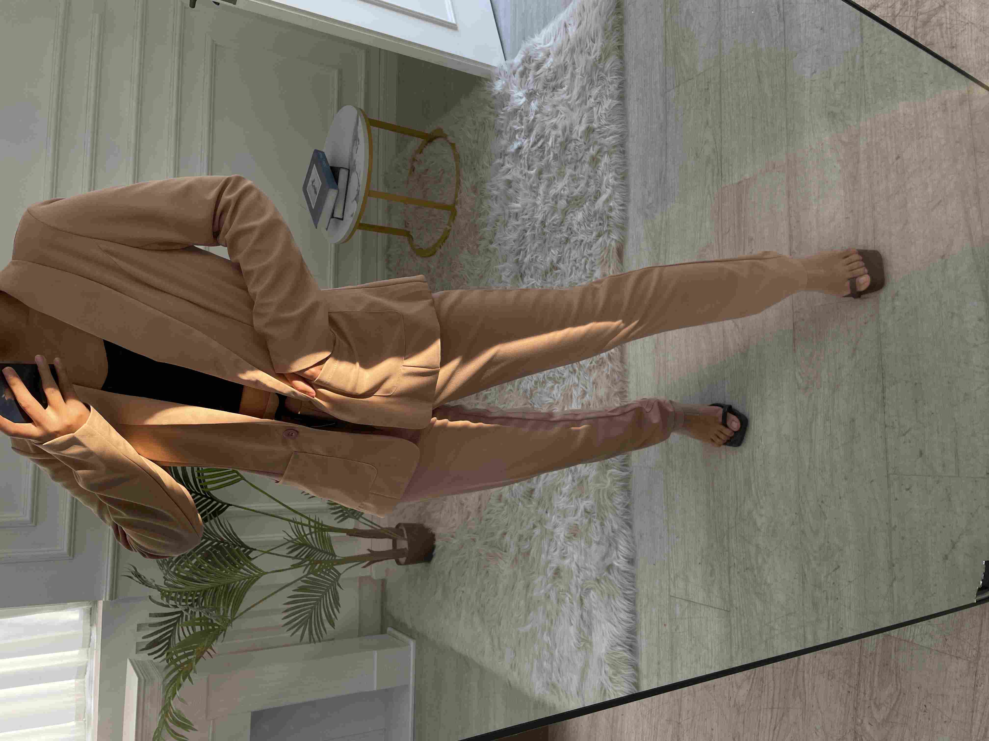 Lapel Neck Blazer Coat & Drawstring Pants Set