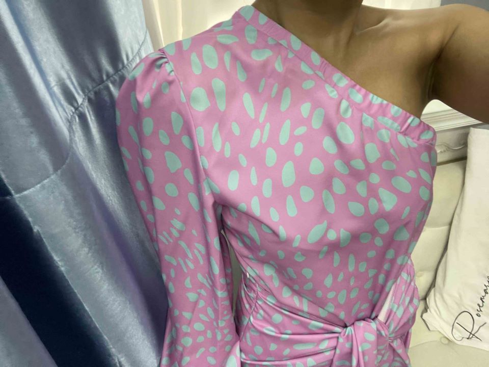 Cutout One-Shoulder Tied Dress