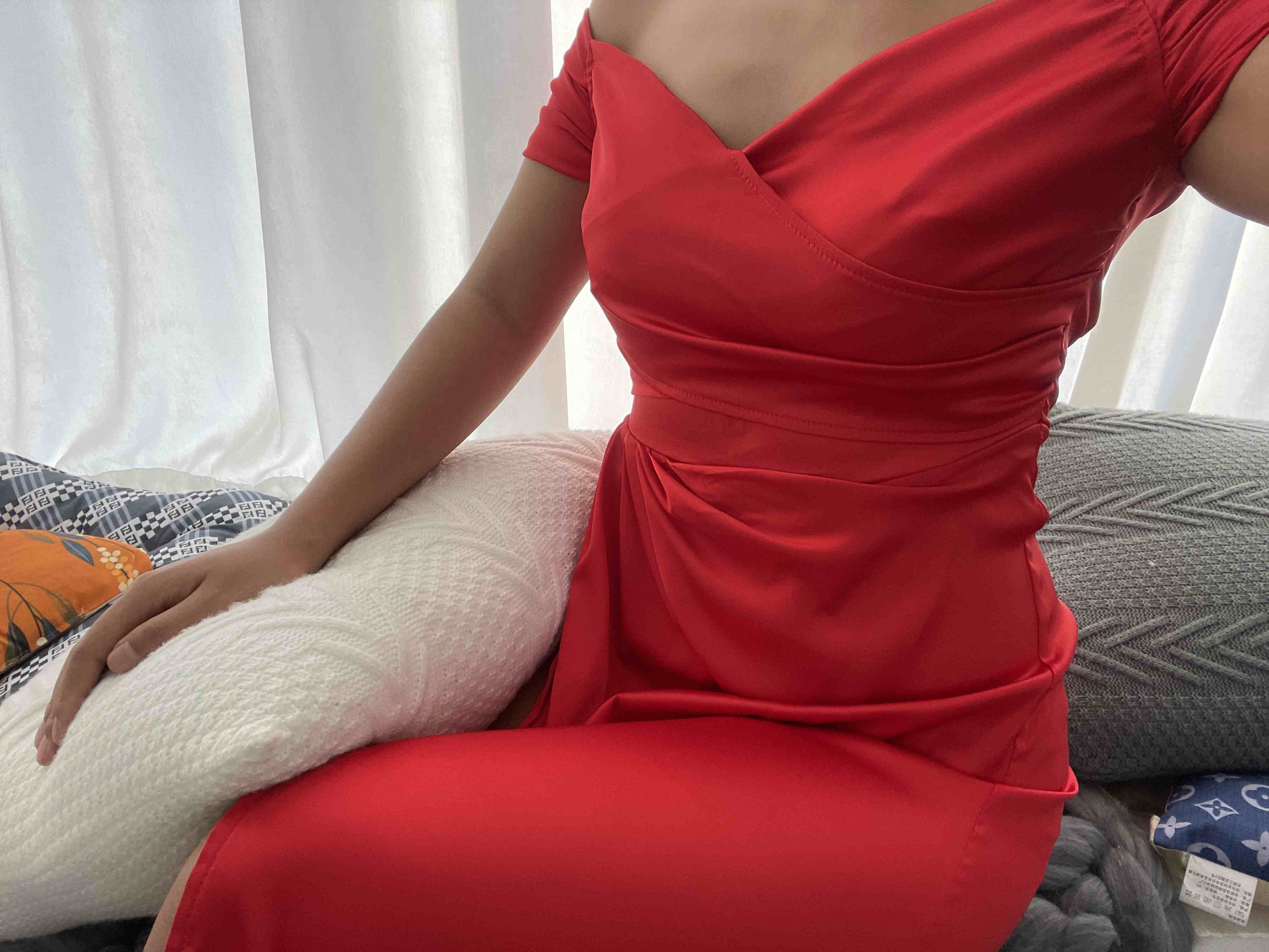 Wrap Front Split Thigh Ruched Dress main image 0