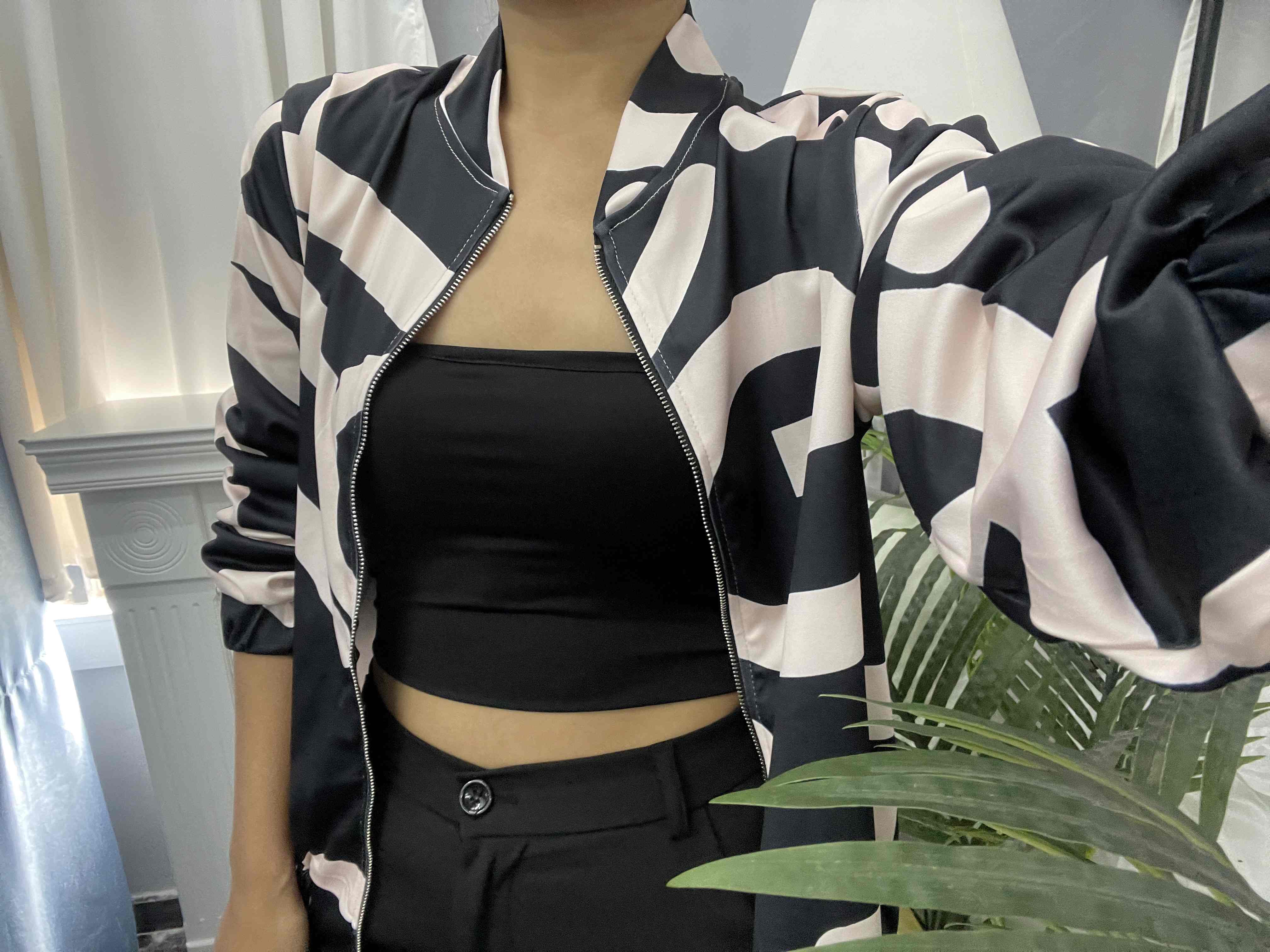 Plaid Zipper Down Jacket