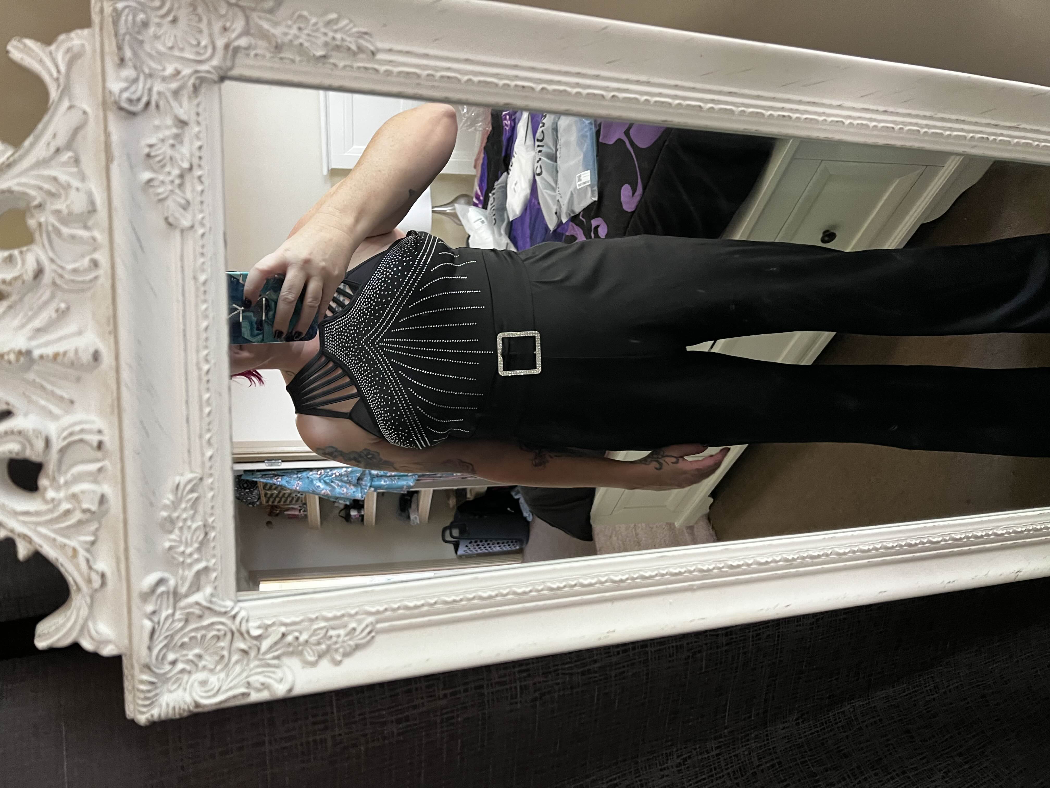 Multi Strap Sleeveless Rhinestone Bootcut Jumpsuit