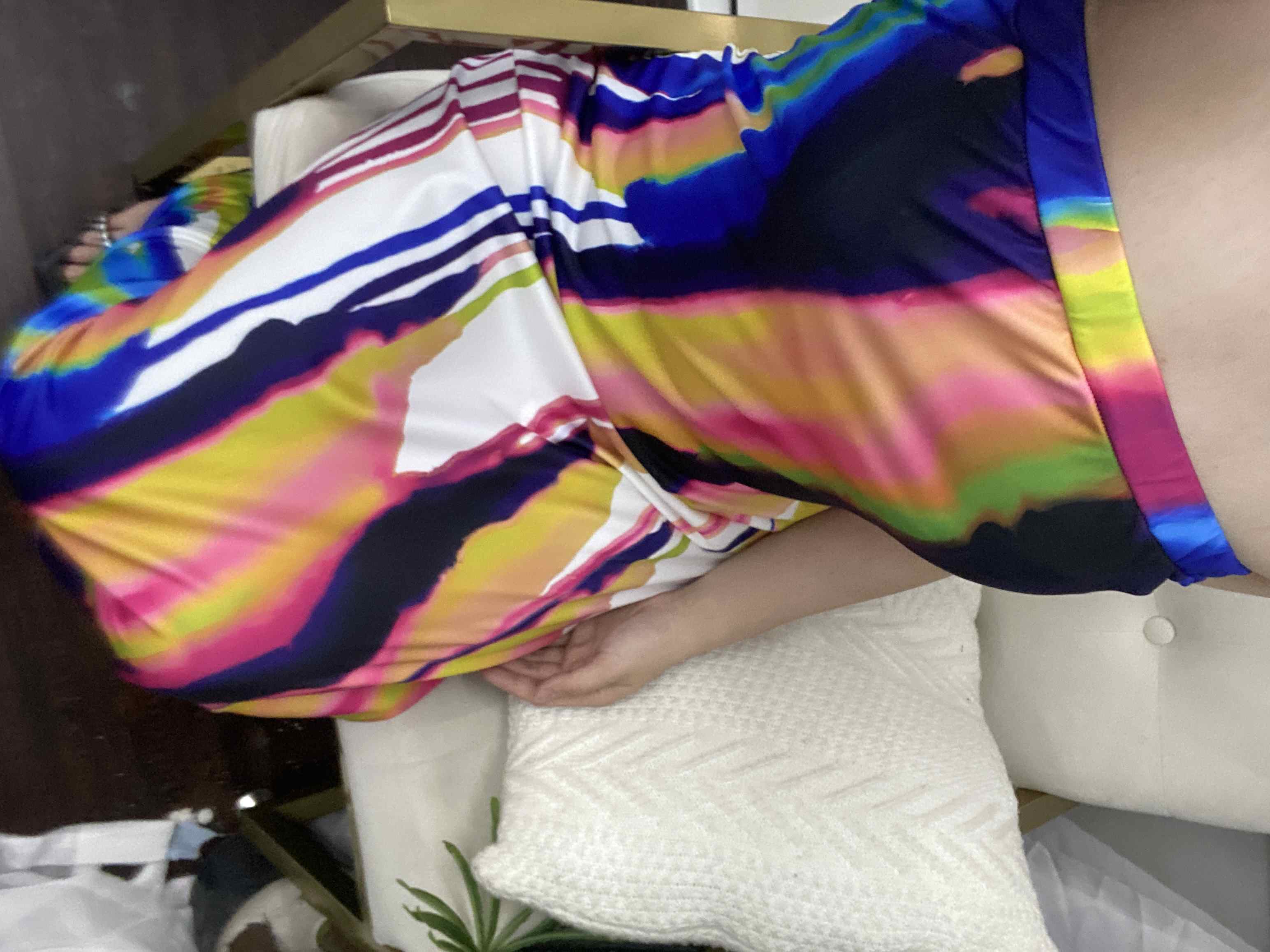 plunging neck tie dye print belted maxi dress