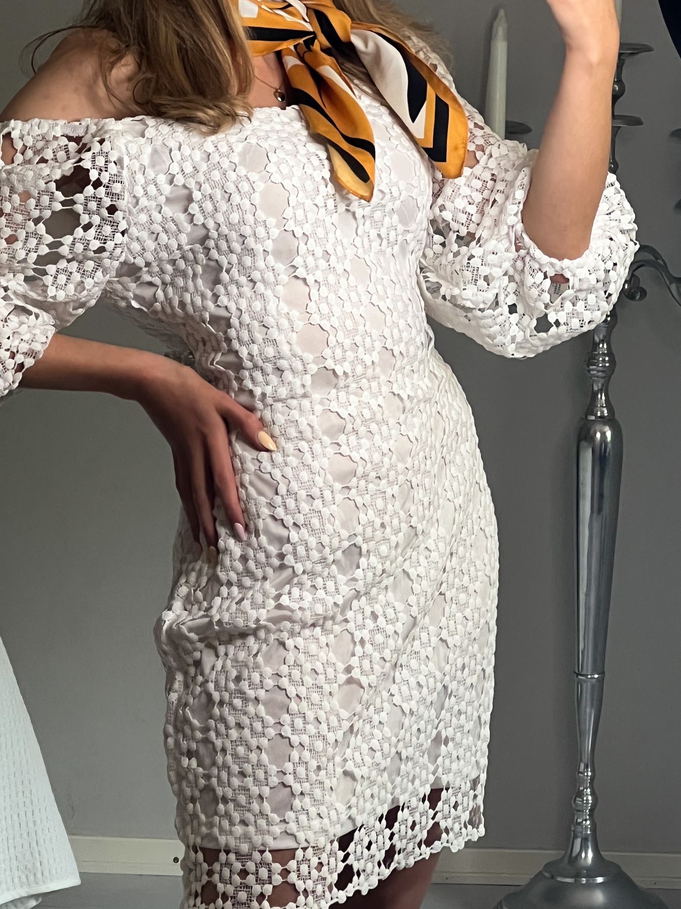 Round Neck Zip Back Lace Dress