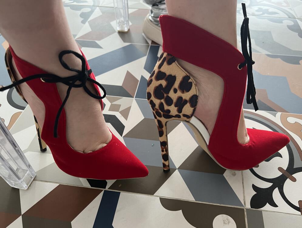 Contrast Leopard Print Tied Detail Stiletto Heel Pumps