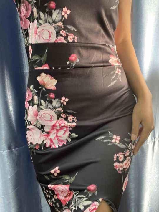 Floral Off-Shoulder Ruffle Hem Dress