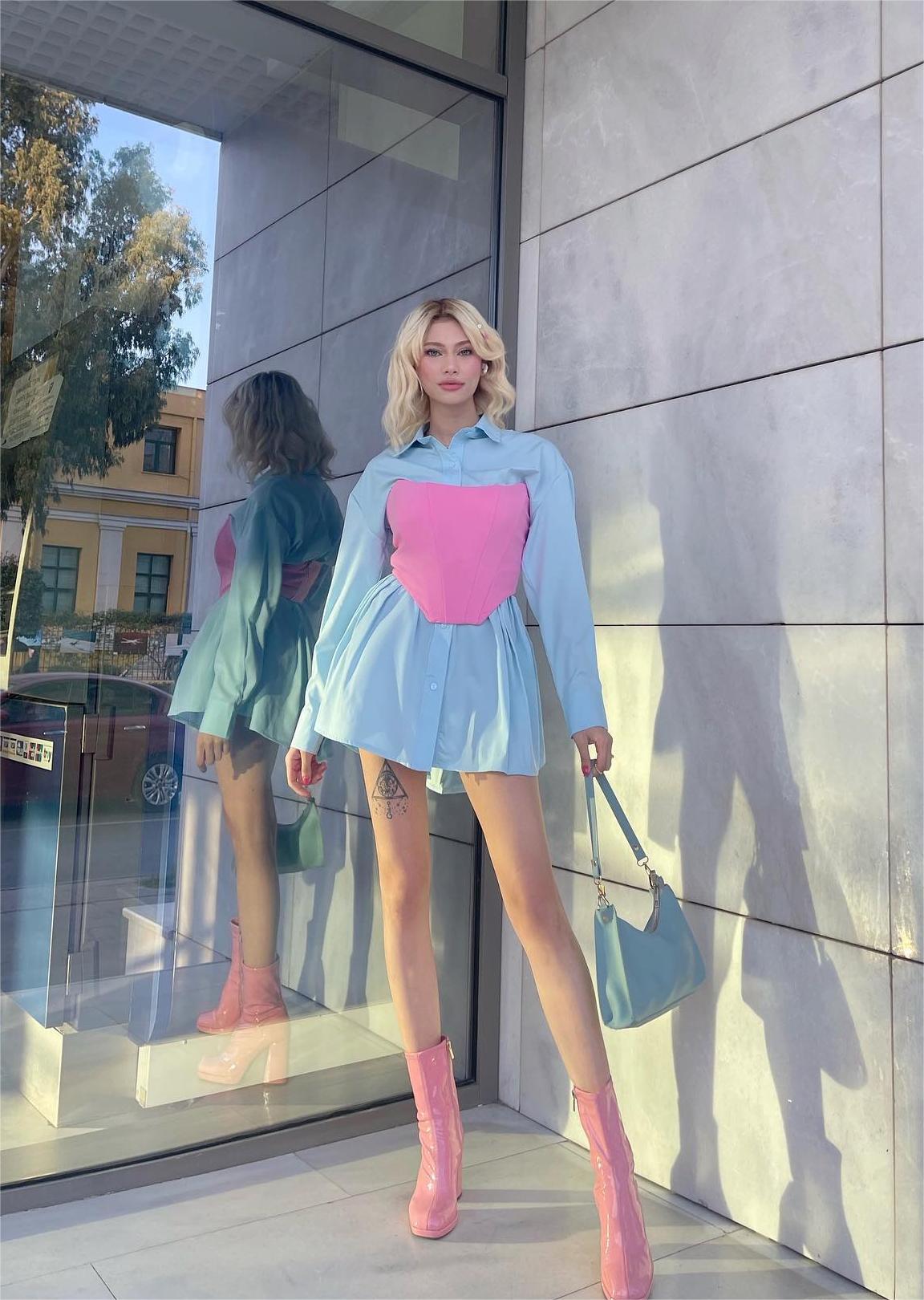 ruched front button dress