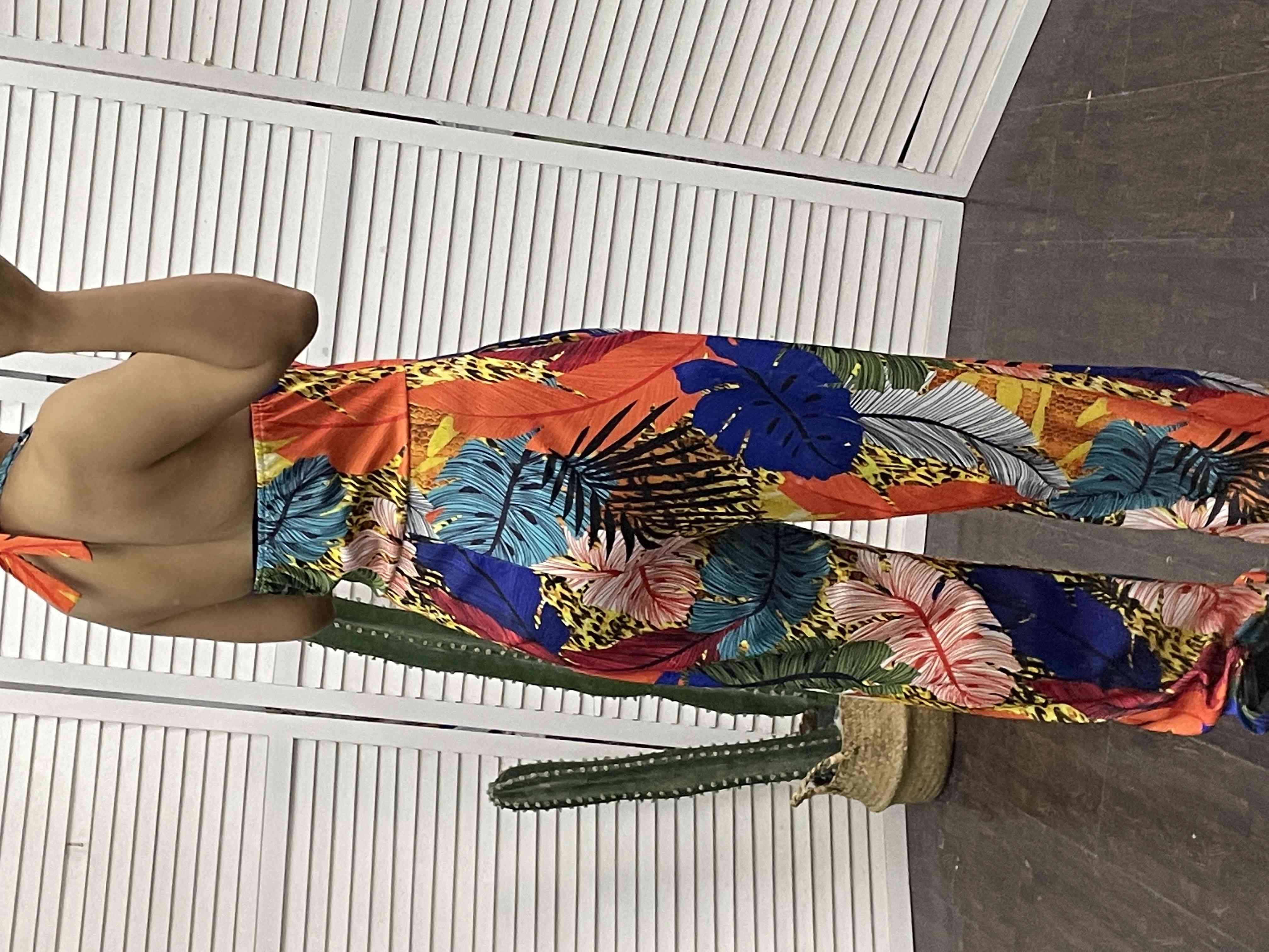 Tropical Print Halter Sleeveless Jumpsuits main image 0