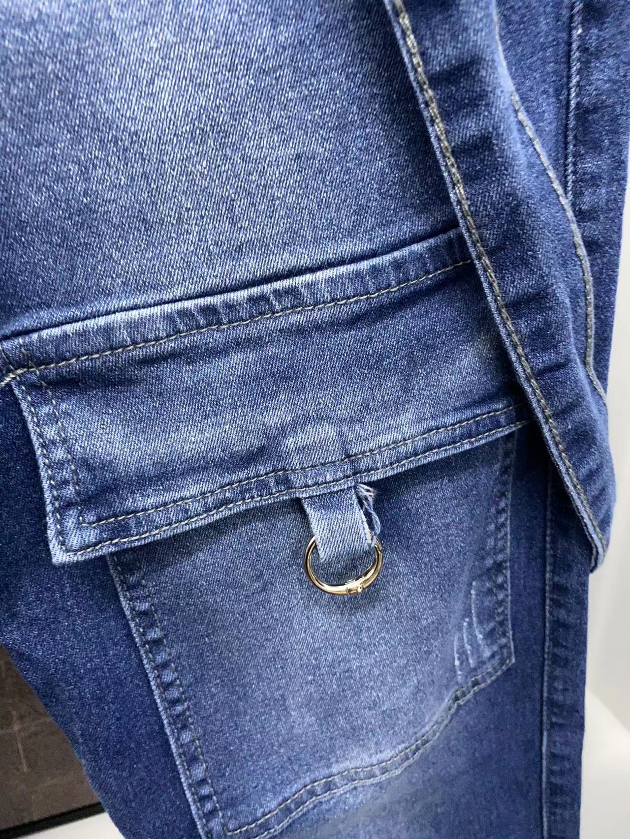 Pocket Buckle Design Cargo Suspender Jumpsuit