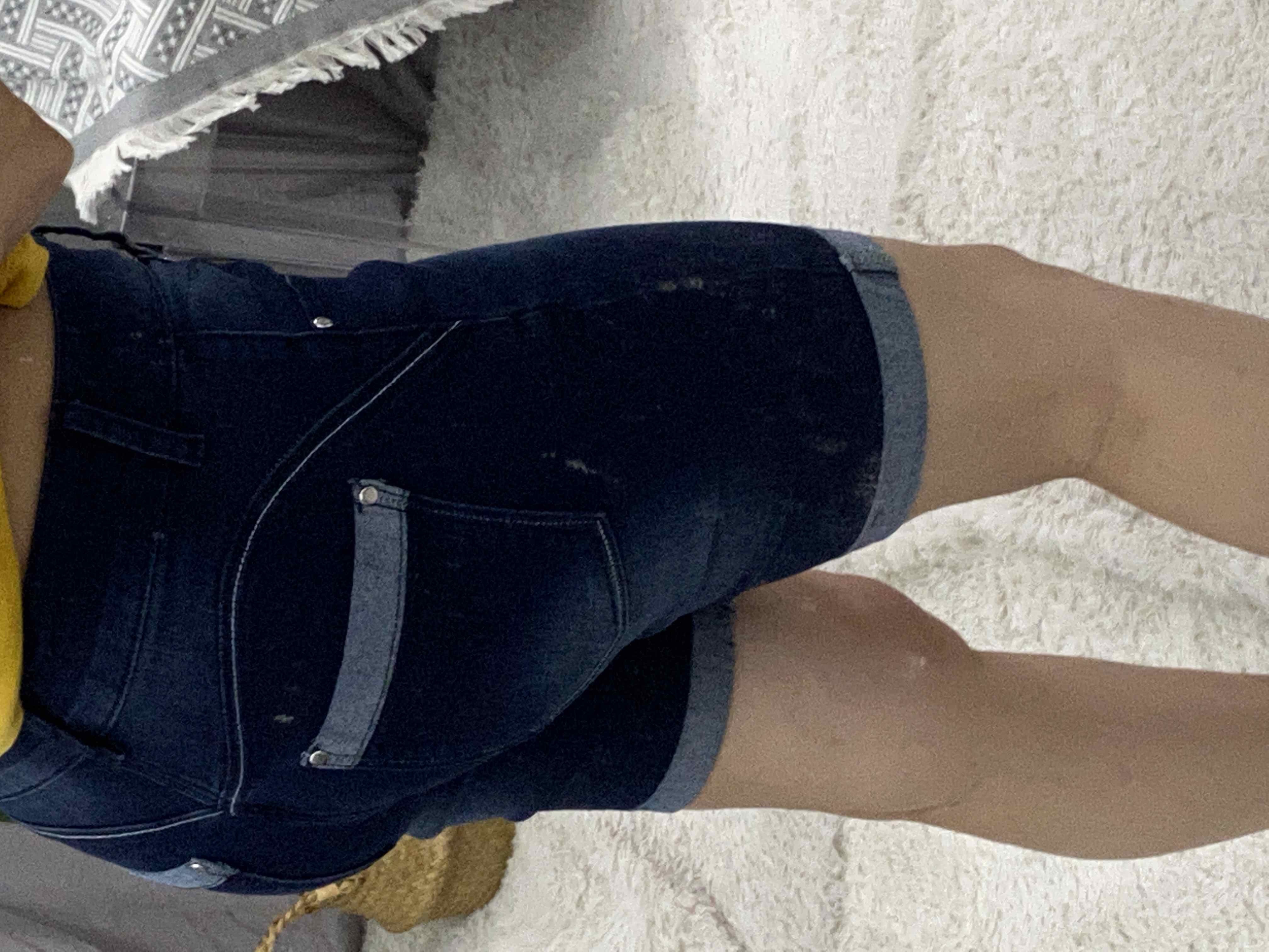 Contrast Paneled Pocket Design Denim Shorts