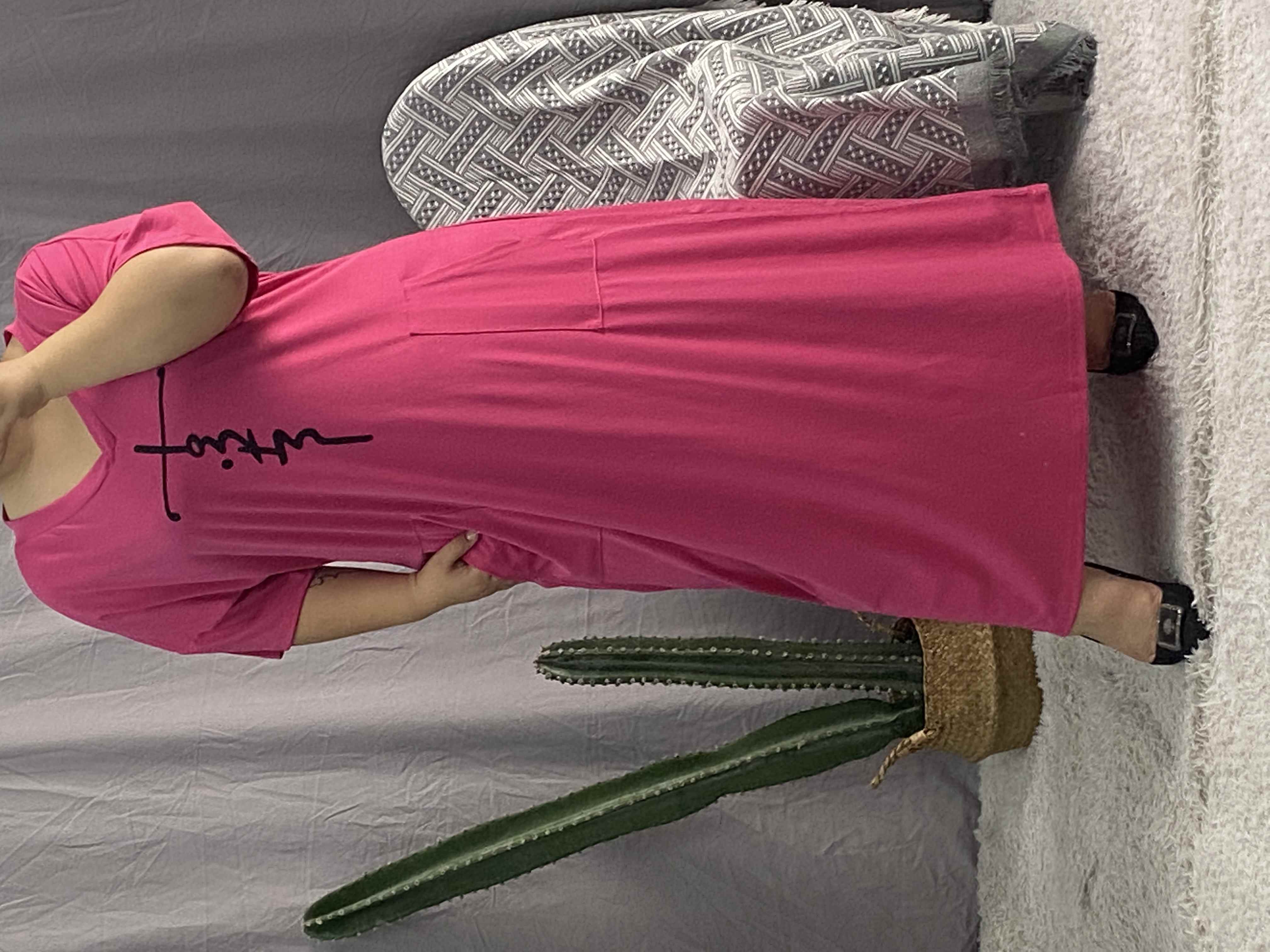 Plus Size Faith Print Pocket Design Casual Dress