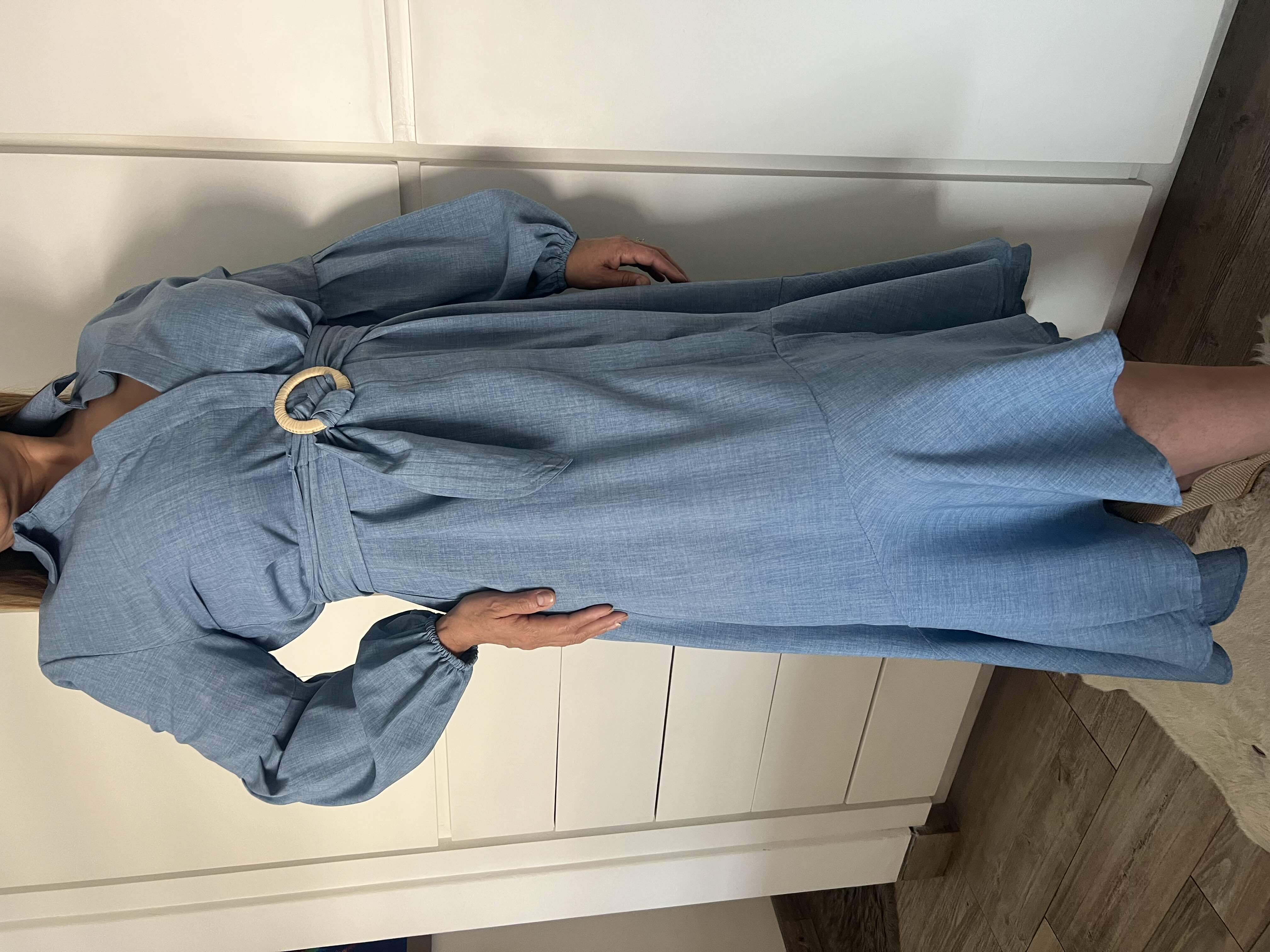 Satin Ruffle Lantern Sleeves Maxi Dress