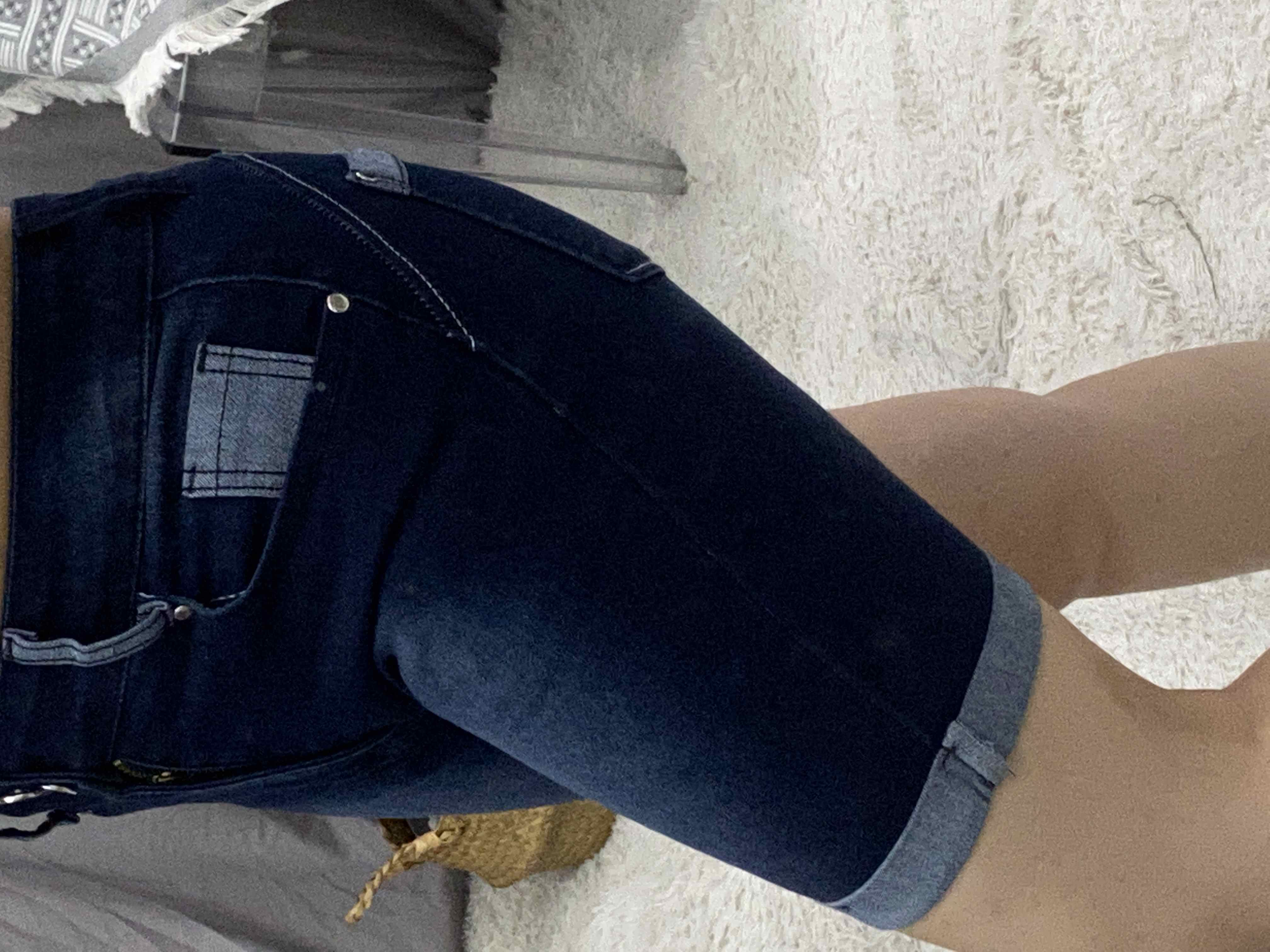 Contrast Paneled Pocket Design Denim Shorts