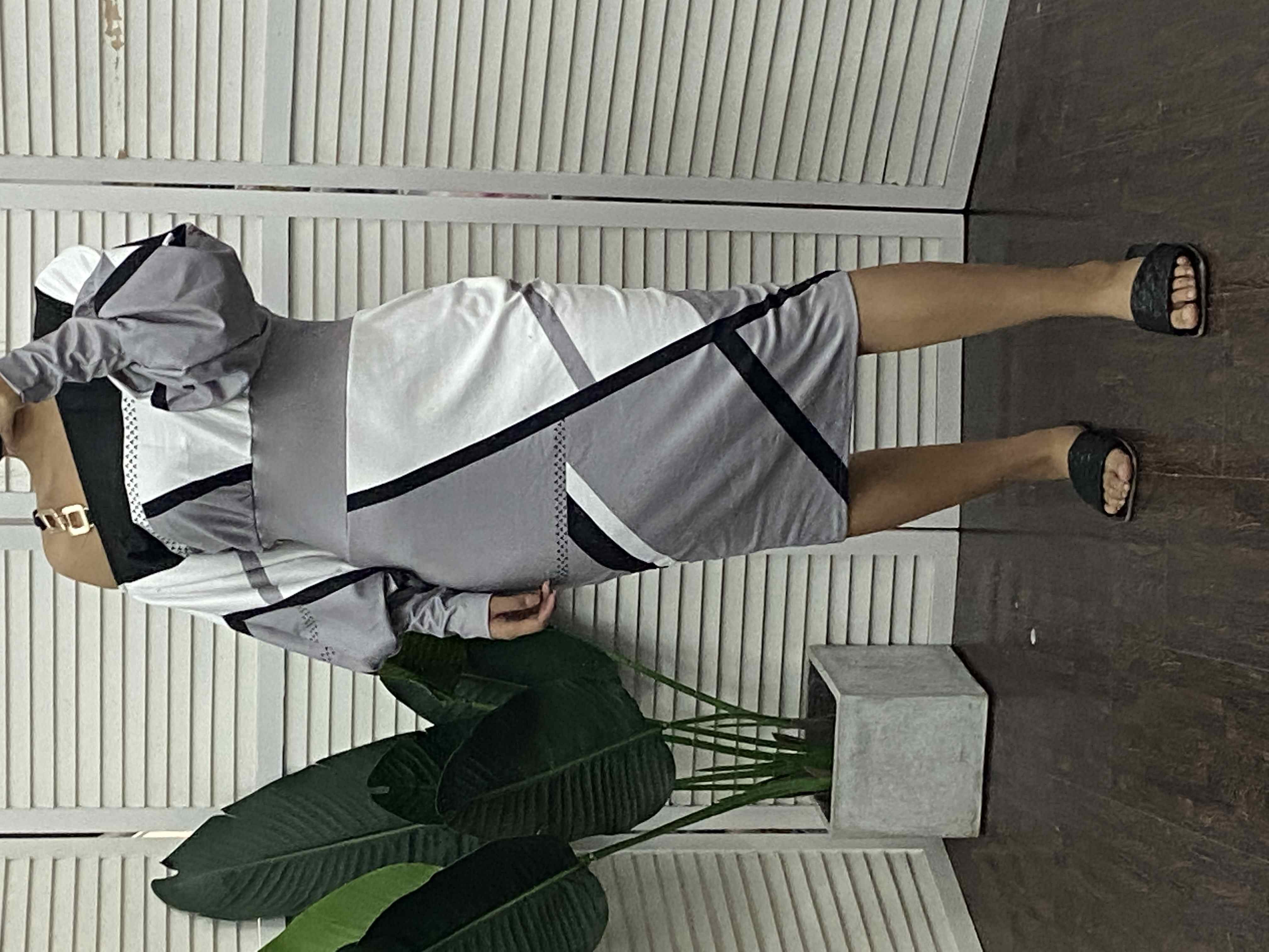Drop Shoulder Lantern Sleeve Texture Mini Dress with Pockets