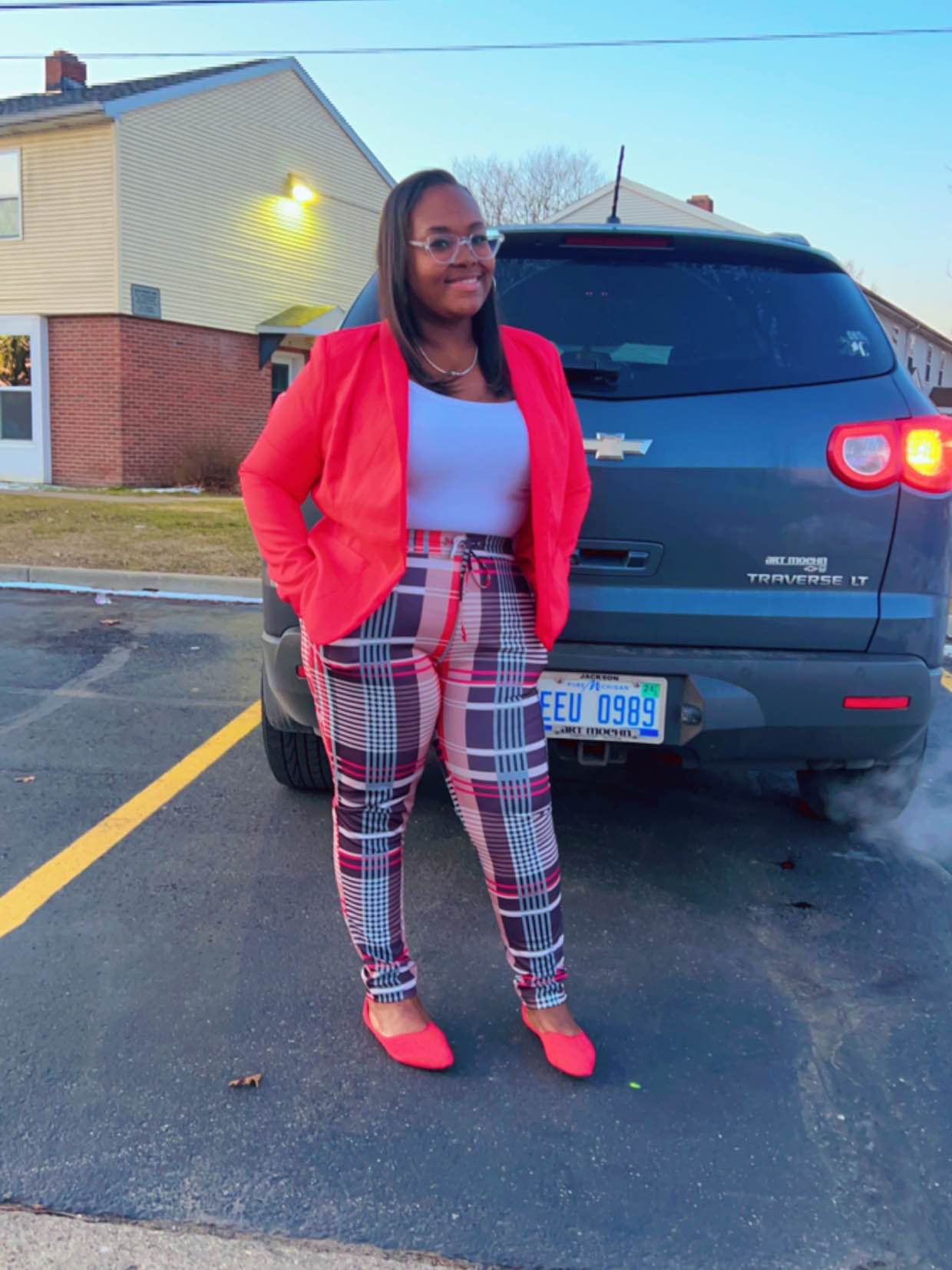 One-Button Blazer and Flare Pants Set