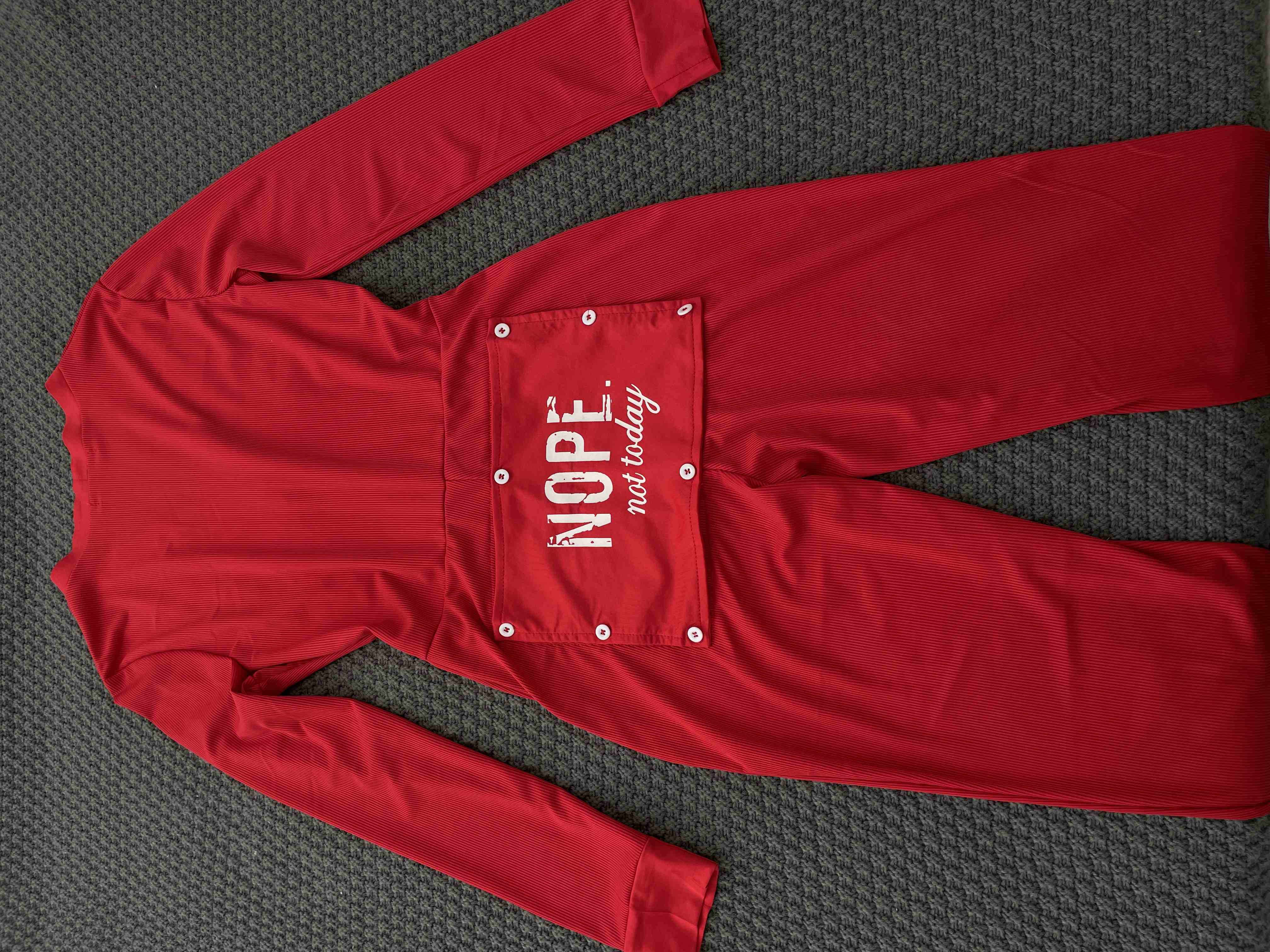 Letter Print Functional Buttoned Flap Adult Onesie