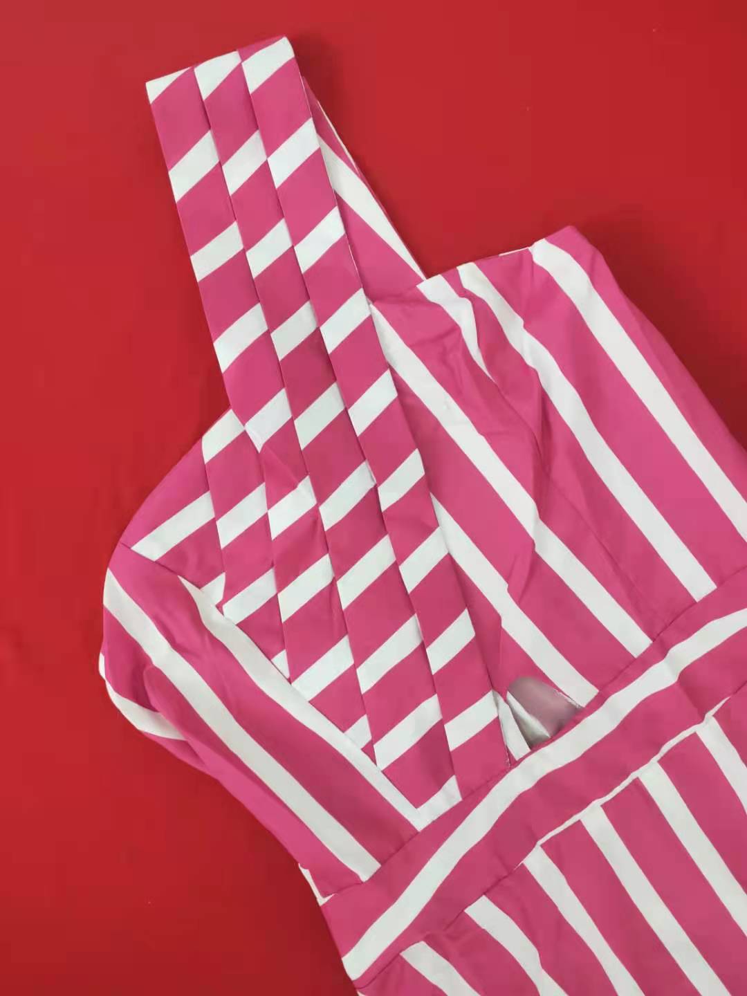 Stripe Pattern Cutout Long Dress