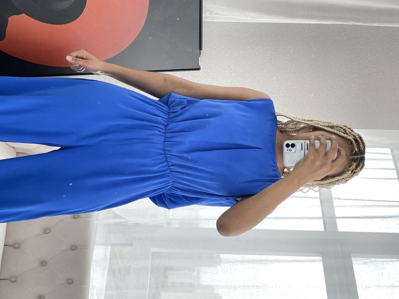 Sleeveless Draped Backless High Waist Jumpsuit