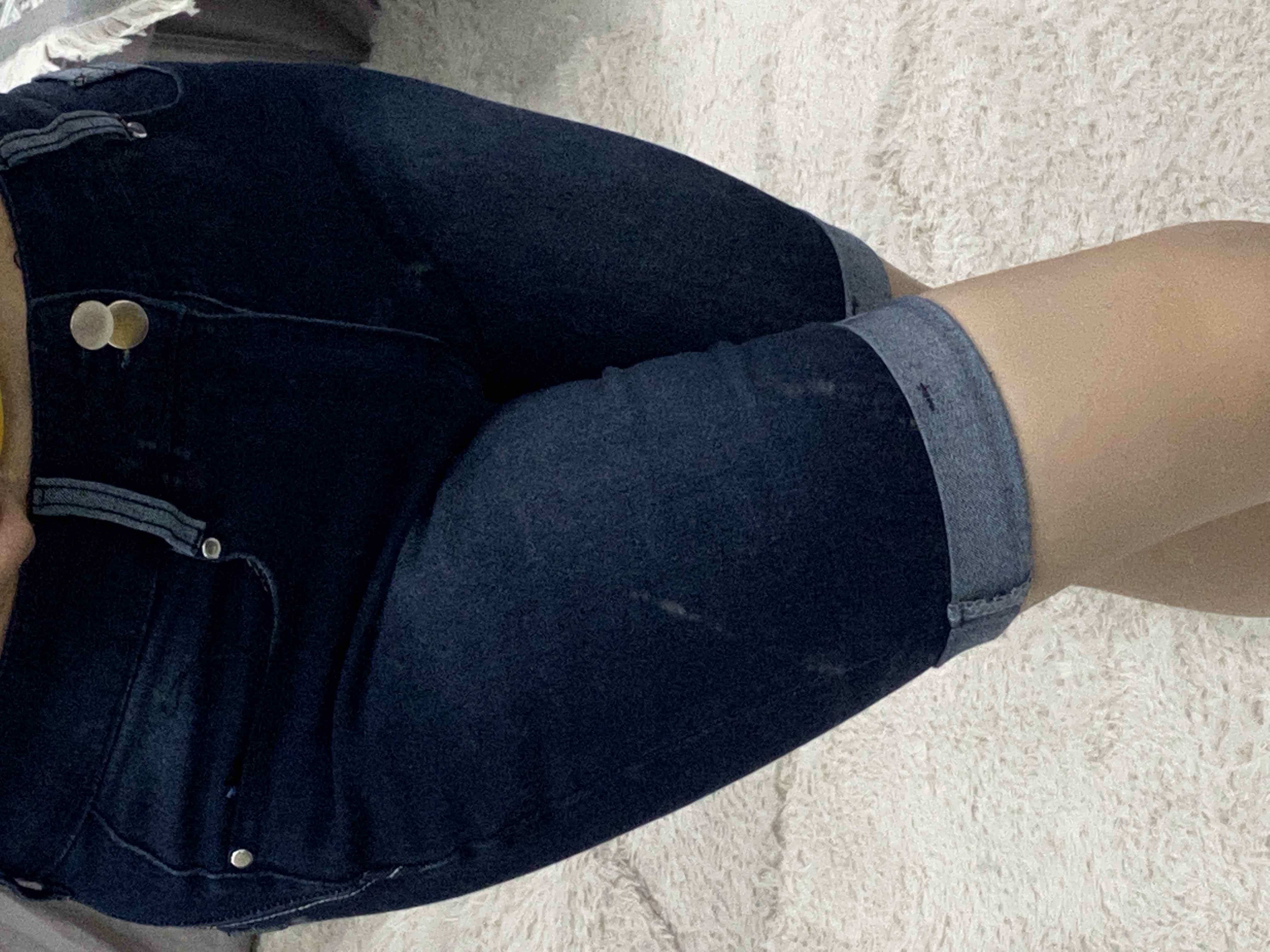 Contrast Paneled Pocket Design Denim Shorts