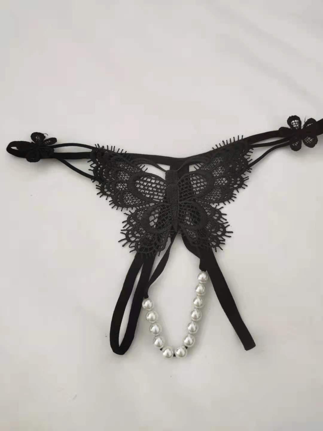 Guipure Lace Beaded Thong