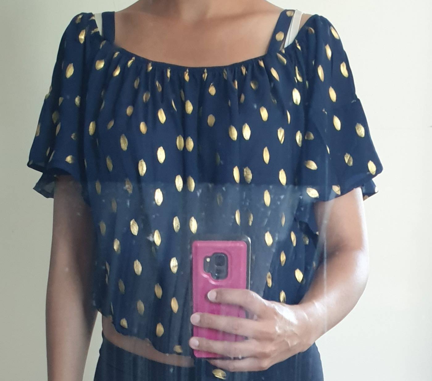 Polka Dot Tie-Front A-Line Top