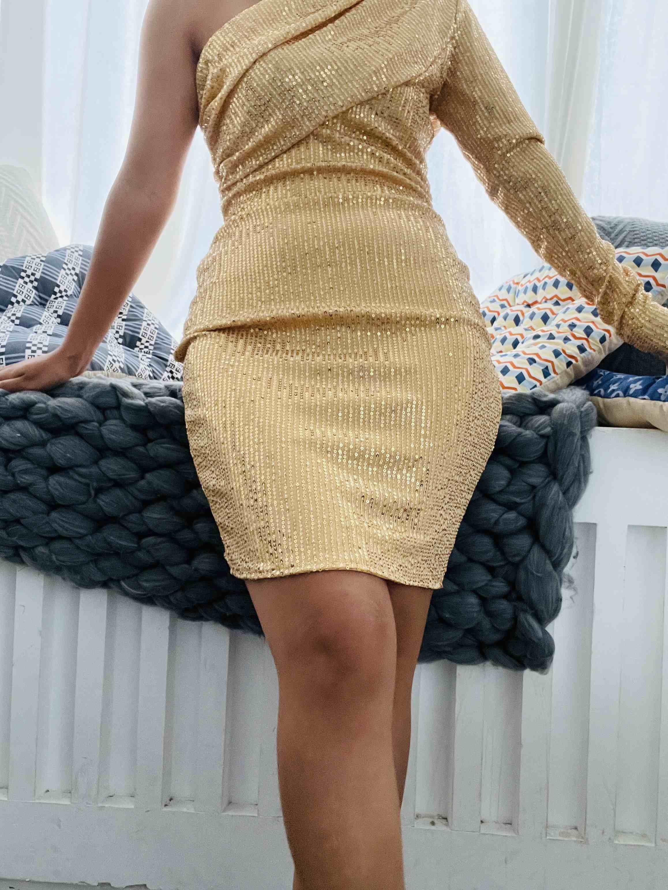Robe Col Haut Asymétrique Patchwork Sans Manches