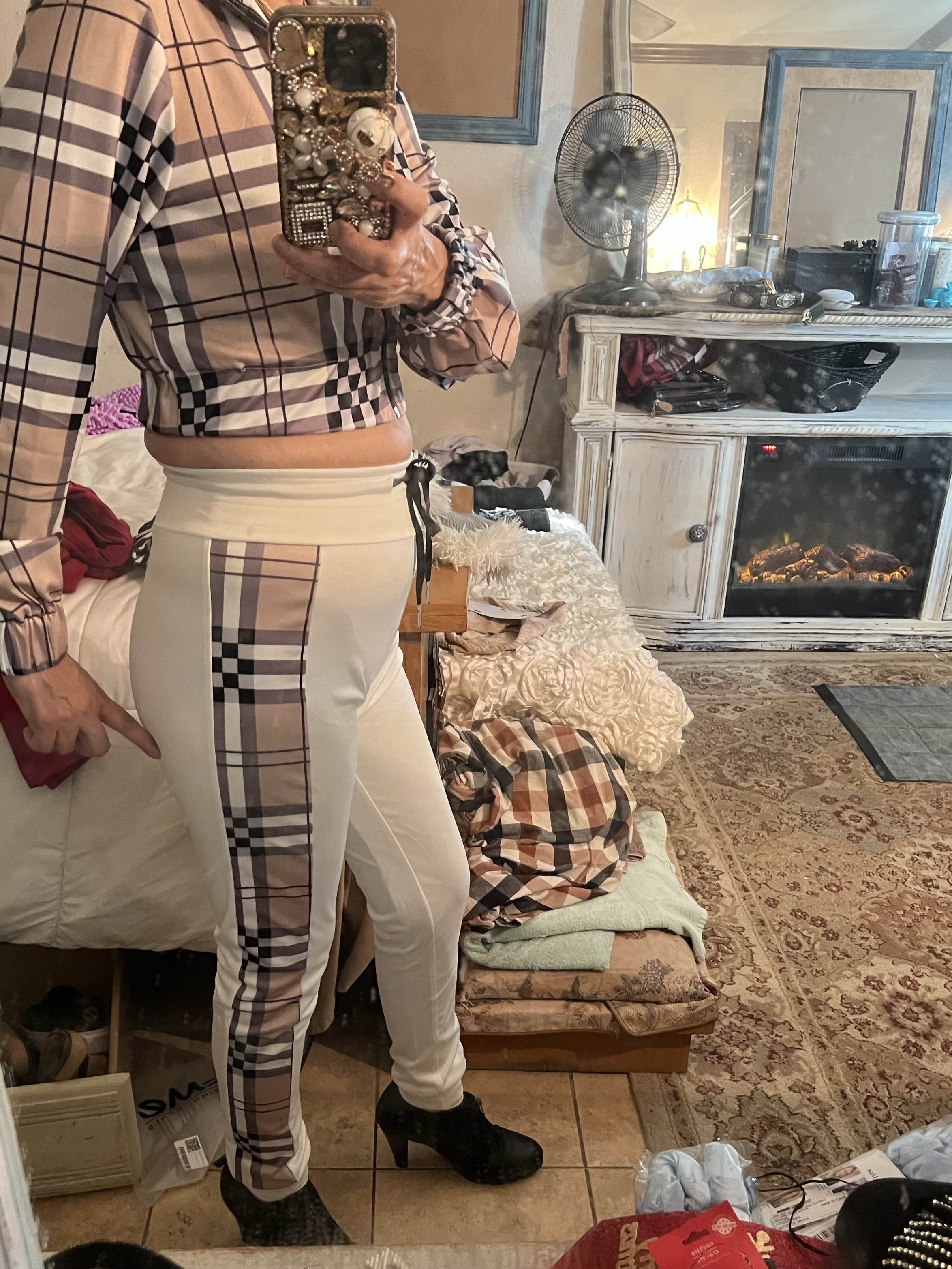 Pantalon Crop Femme George – Taille 8 – Brun – Mélange Lin – Taille Coulisse