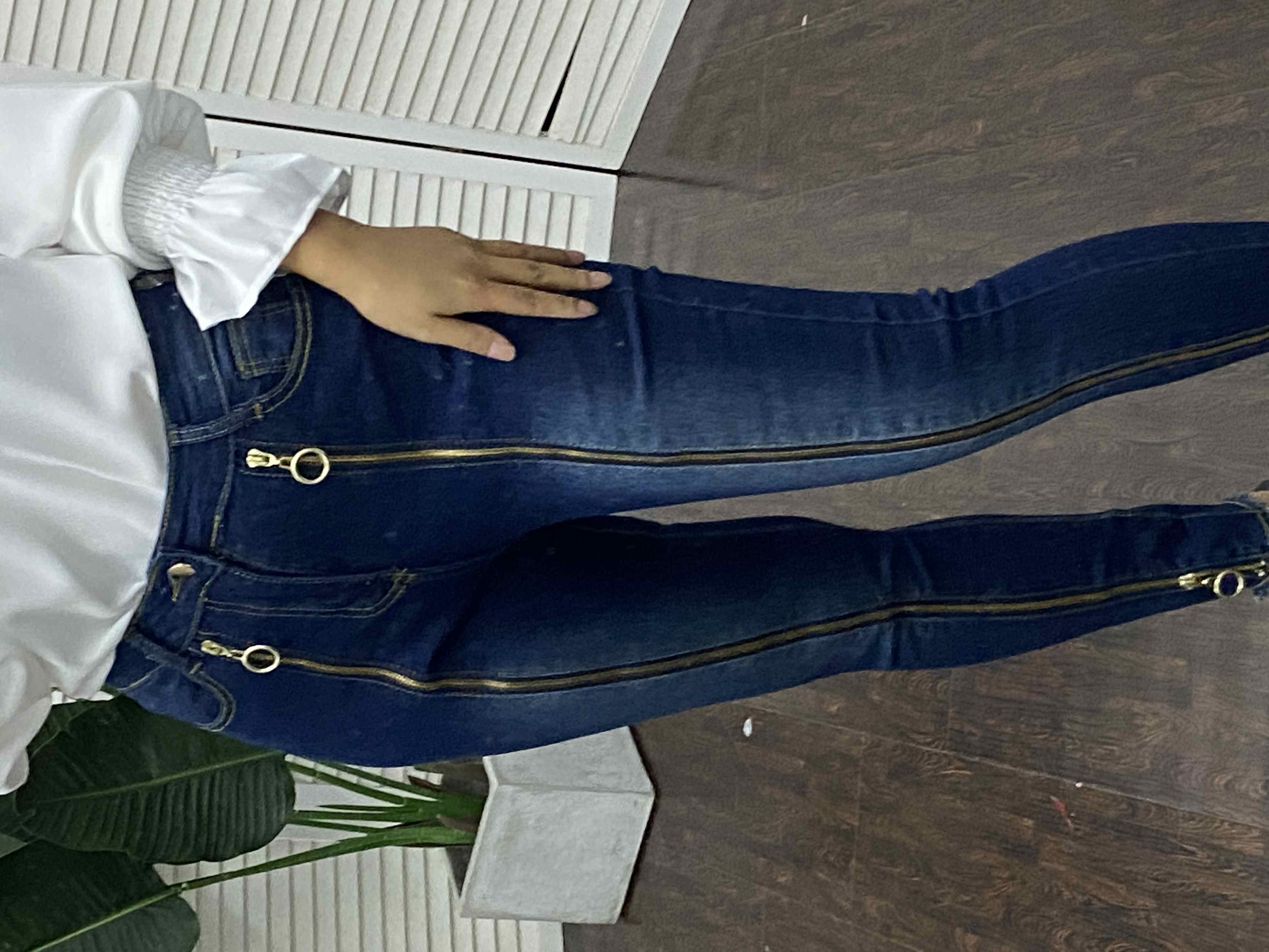 ORing Zipper Decor Skinny Jeans