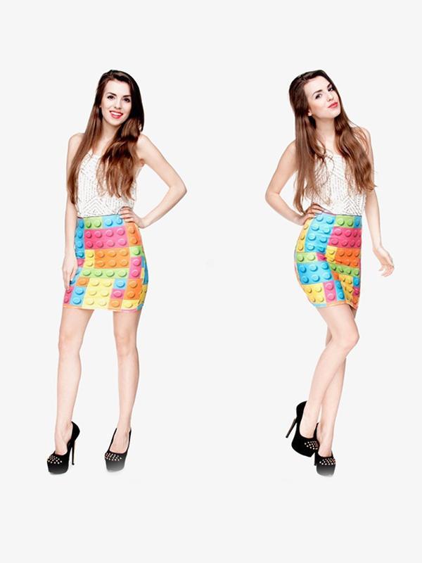 Muoti naisten 3D-tulostus Harajuku-tyylinen joustava pakkaus lonkan kokoprintti värikuvioinen lyhyt rento minihame