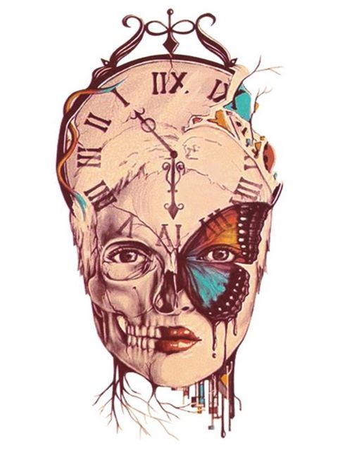 Halloween-Horror-Schädel-Schönheits-Muster-wasserdichte Tätowierungs-Aufkleber-Abziehbilder Tätowierung