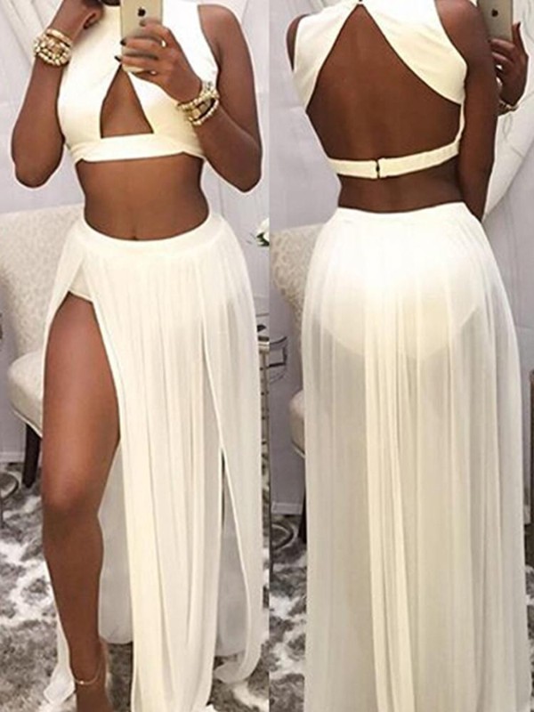 2kpl naisten selkärangattomat pitkät halkihameet