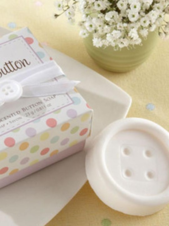 Skapandi gjöf Handgerður lítill ilmandi sápur hvítur hnappur hönnun sápur fyrir brúðkaupsveislu