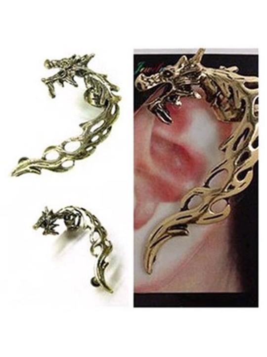 Fashion Unisex New Personality Punk Style Hollow Carved Dragon Design Ear Clip Earrings
