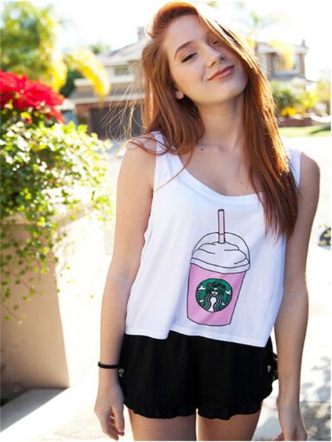 Été femmes filles débardeurs sans manches t-shirts graphiques imprimés crème glacée