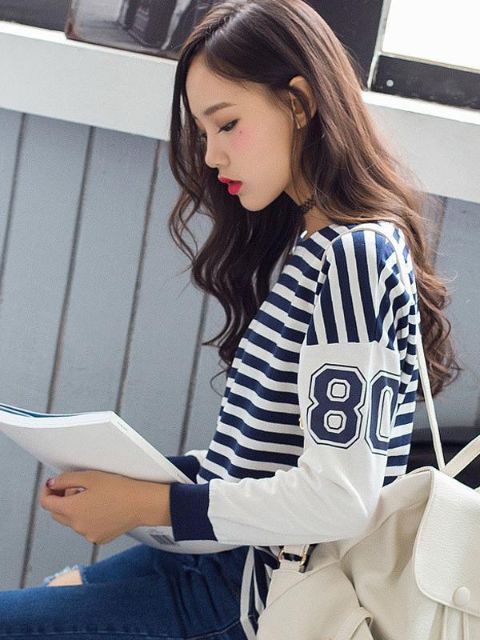 Mode Herbst Frauen Streifen Bodycon Lose Sweatshirt Trendy Casual Oansatz Lose Hoodies