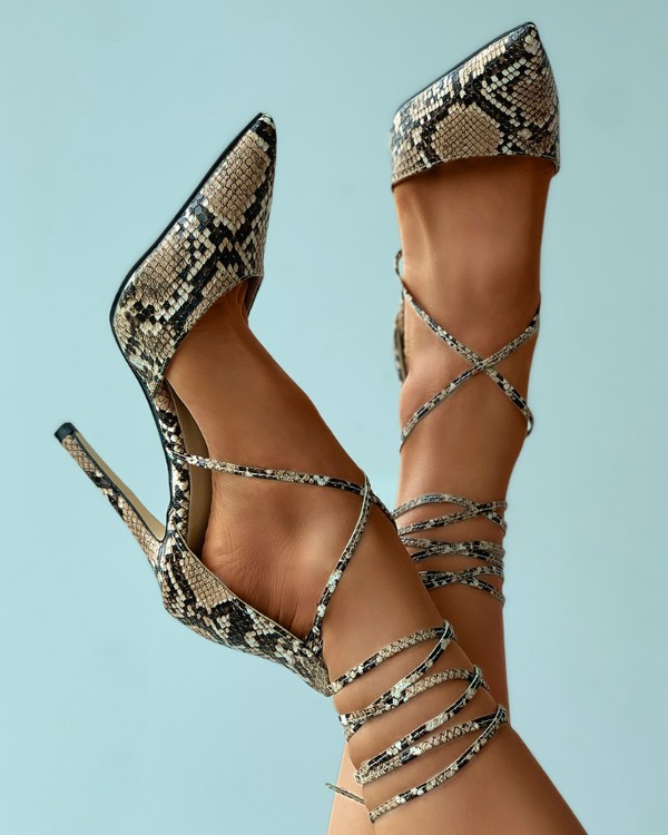snakeskin pointed heels