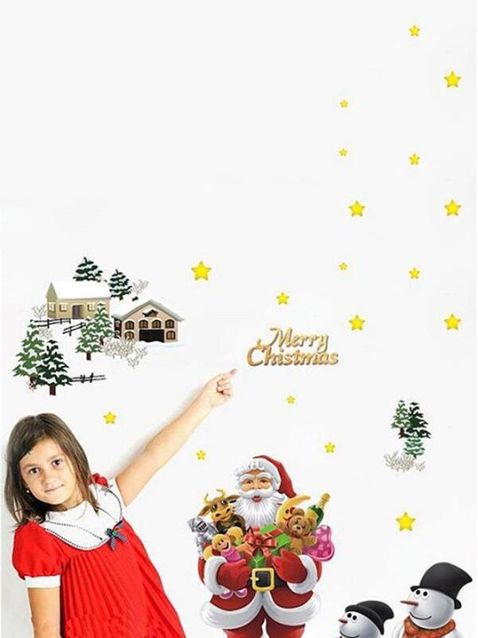 Jólaskreyting Ný jólasveinar bakgrunnur límmiðar Veggluggalímmiðar