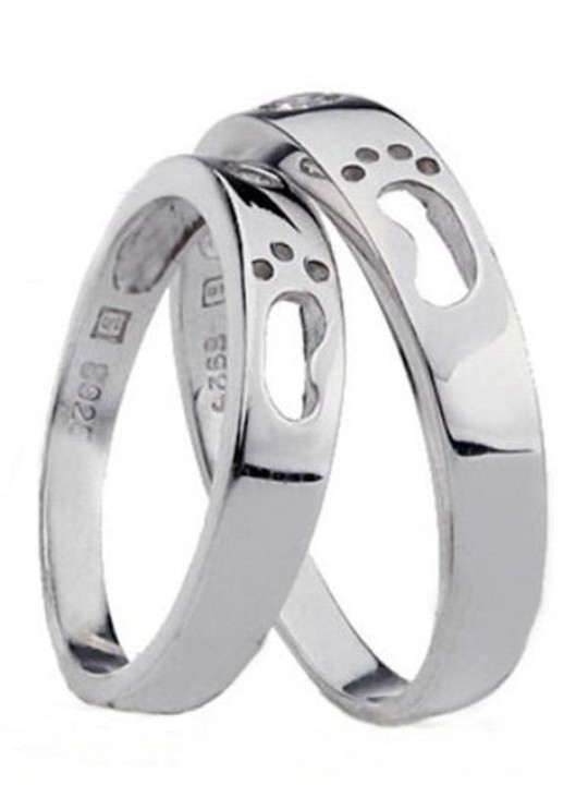 Silver Toe Rings 925 Sterling Silver Engagement Love Footprint Couple Rings Love Crystal Jewelry Bague Aneis Ulove