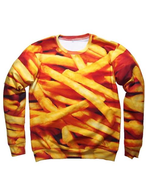 Fall Fashion Chips 3D Impresión Crewneck Sudaderas Pullovers Outwear Deportes Unisex Tops de manga larga -test