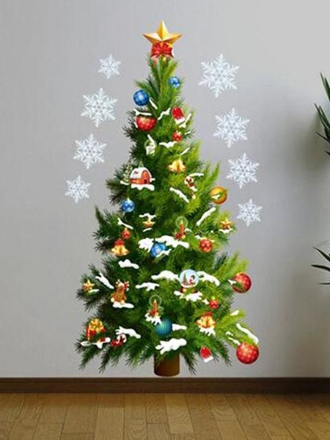 Joulun kodinsisustus Joulukuusi Irrotettavat tarrat Seinäikkunatarrat