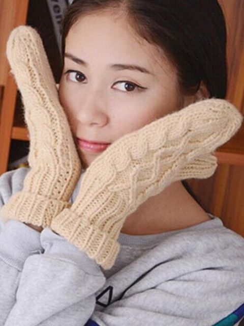 Nouveau mode femmes filles tricoté laine main poignet plus chaud sans doigts gants d&#39;hiver