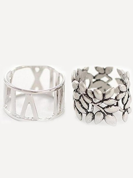 2015 Simple Style Sterling Sliver Banhado Numerais Romanos Anel De Casamento Set