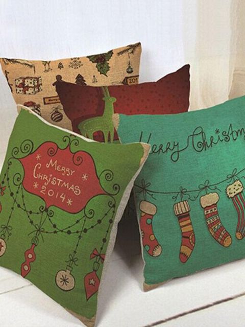 Christmas Element Printed Cotton Cushion Pillow Case Fashion Jewelry For Best Friend Xmas Gift