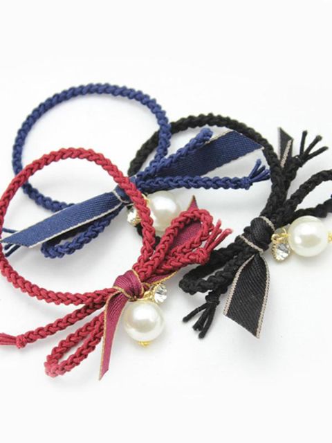 Sløjfe Hårring Hårbånd Damehårtilbehør Høj elastisk hår reb perle vedhæng