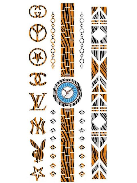 Mode Elegante Buchstaben Geometrie Muster Wasserdichte Tattoo Aufkleber Decals Temporäre Tätowierung