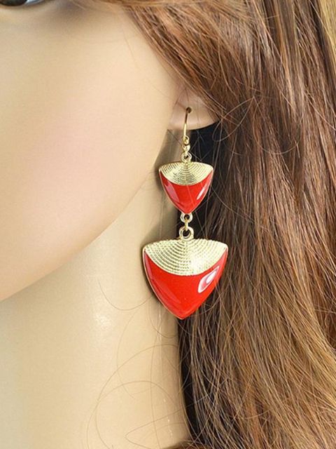 Etnico Jewelry Bijoux Gold Color Enamel Triangle Shape Long Drop Earrings for Women Maxi Brinco