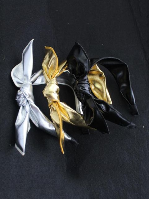 Kvinnors Streamer Turban PU Bow-huvudband Överdimensionerad Bowknot Twisted Knotted Hair Band Mode Accessoarer